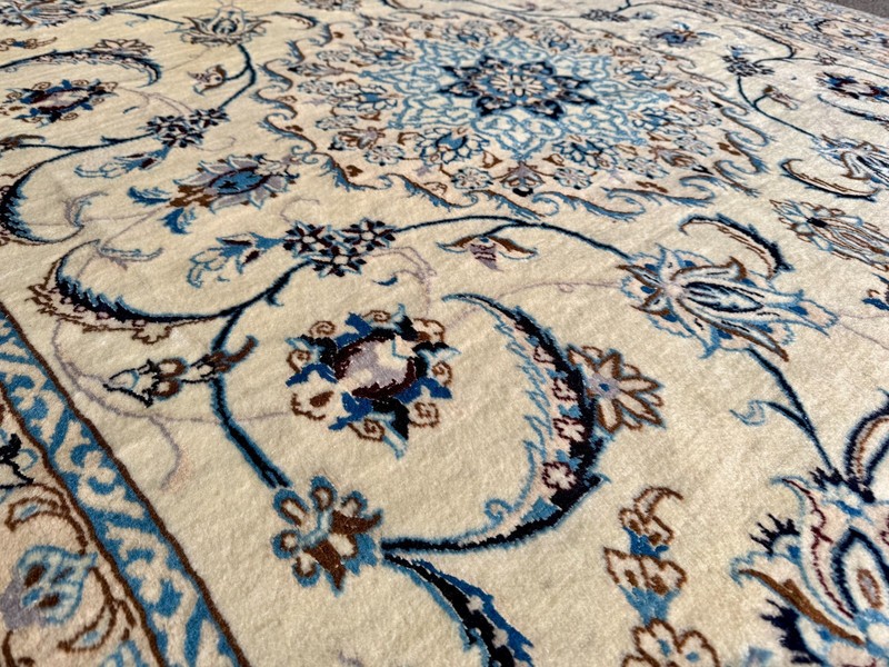 SILK & WOOL SUPER FINE NAEIN CARPET HAND MADE EASTERN RUG 10'3" x 6'8" CLEANED gallery