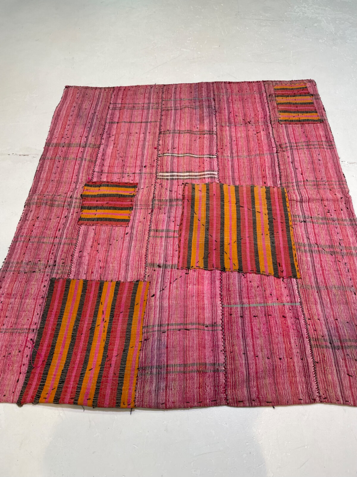 Antique Oriental Hand-Knotted Wool Area Rug Turkish Oushak Red/Black 5'5" x 6'6" gallery