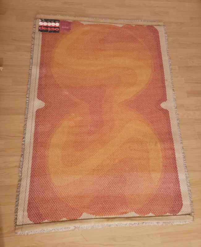 DESSO Shag Rug Carpet dralon wool orange yellow red Vintage Mid Century 60s 70s gallery
