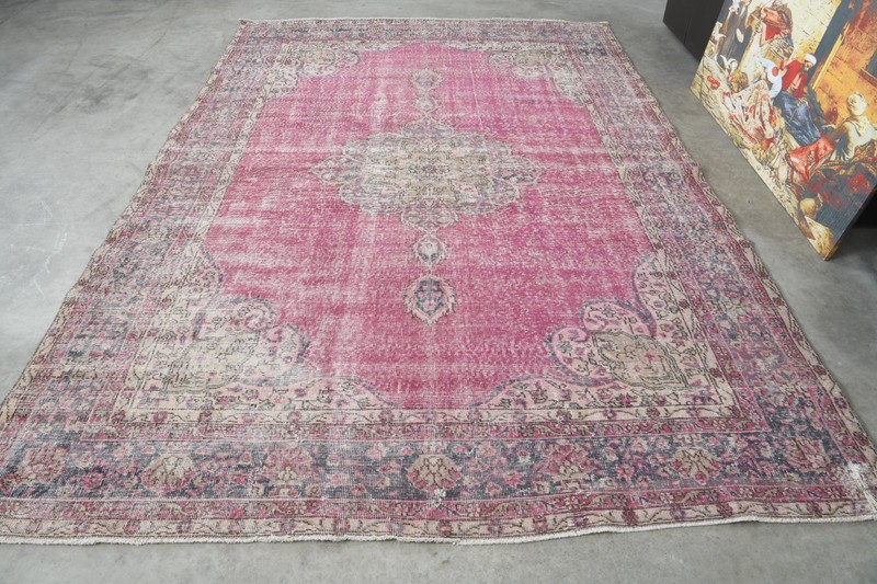 large turkish rug 7x10 ft, hand-knotted vintage area rug, oversize oushak rug,58 gallery