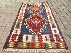 Vintage Turkish Kilim, Boho Rugs, Handmade Floor Carpet, Bedroom Rug 28″x53″