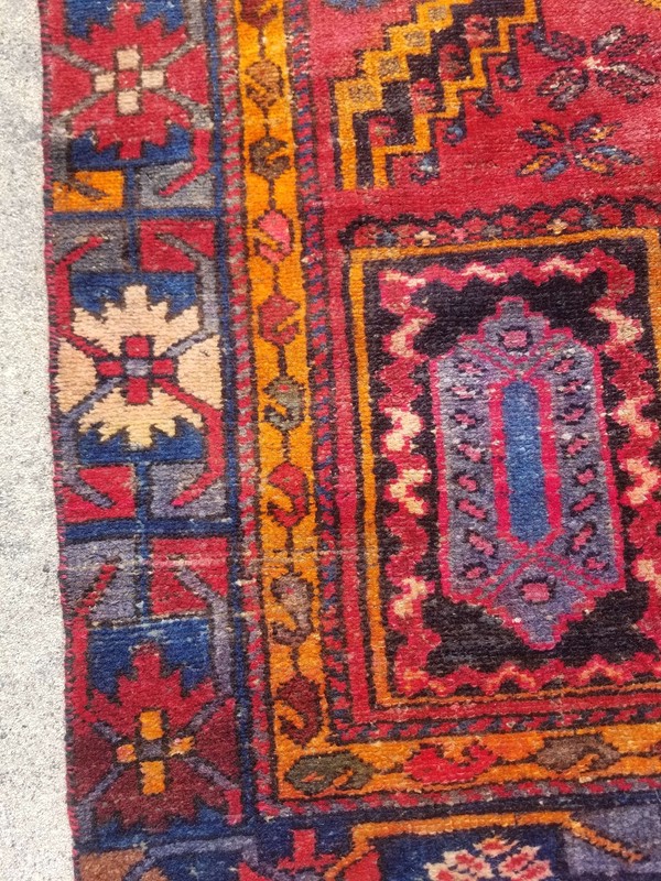 Vintage Distressed Hand Made Traditional Oriental Wool Multicolor Rug 6.7x4.1ft gallery