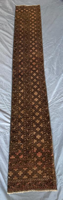 1'4 x 8'3 ft Antique Terracotta Faded Runner Rug – Vintage Hand-Knotted Wool gallery