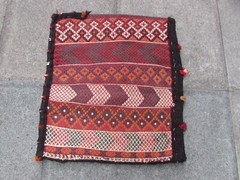 Vintage Hand Made Traditional Oriental Wool Red Orange Kilim Bag 77x68cm