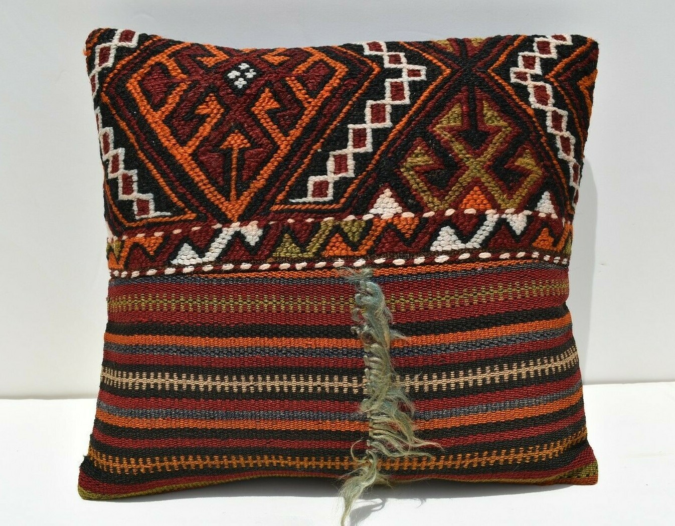 Vintage Anatolian Home Decor Sumac Kilim Pillow Cover 14'' X 15'' Pillow Cover gallery