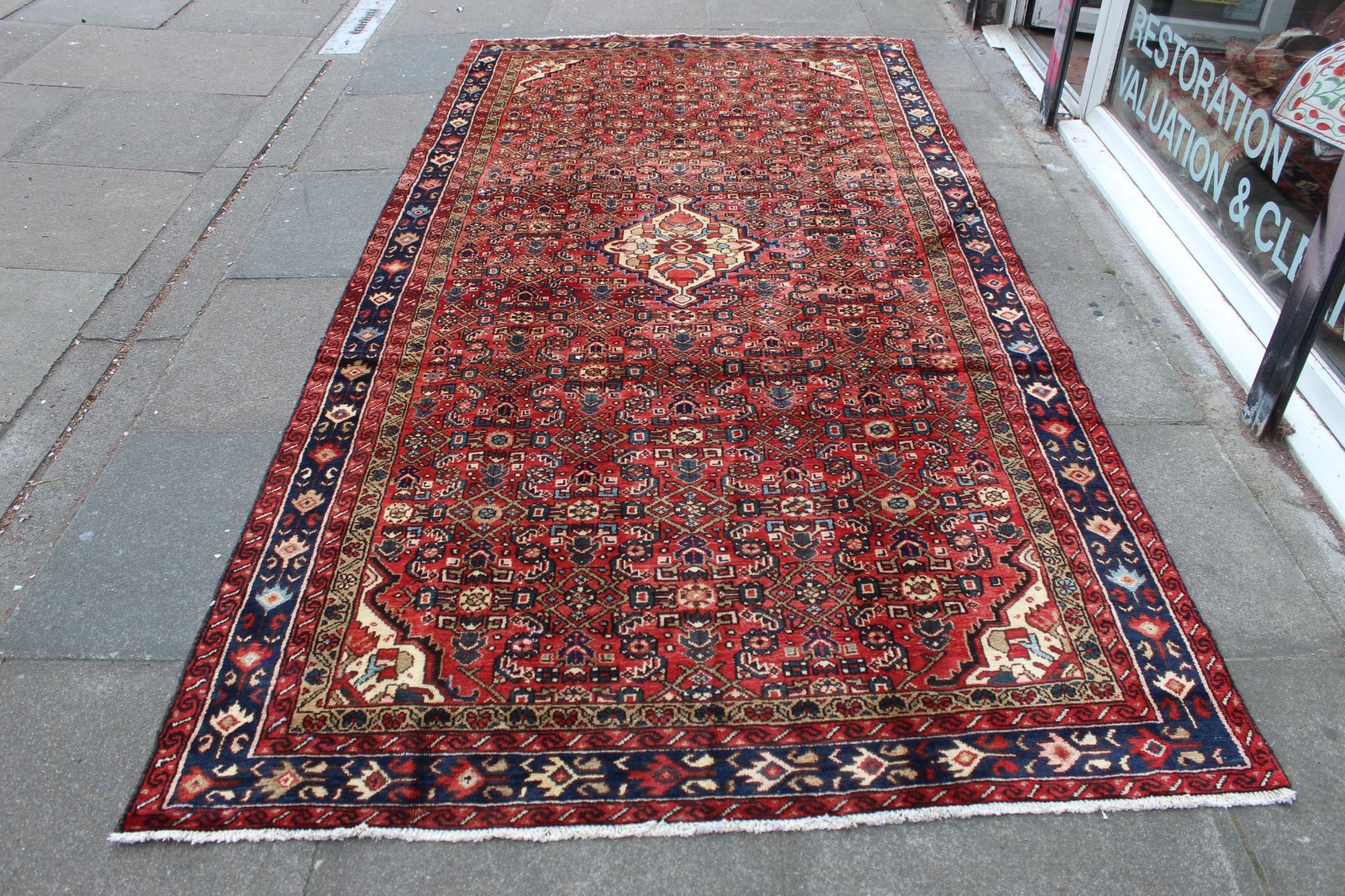 Vintage Hand Made Traditional Oriental Wool Red Large Long Rug 304x156cm gallery