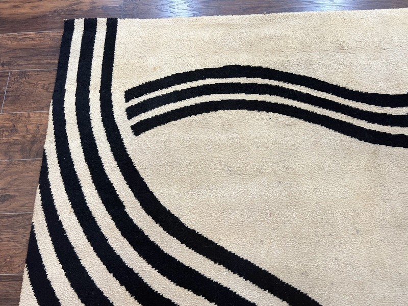 Modern Rug 6x9, Cream and Black, Abstract Pattern gallery