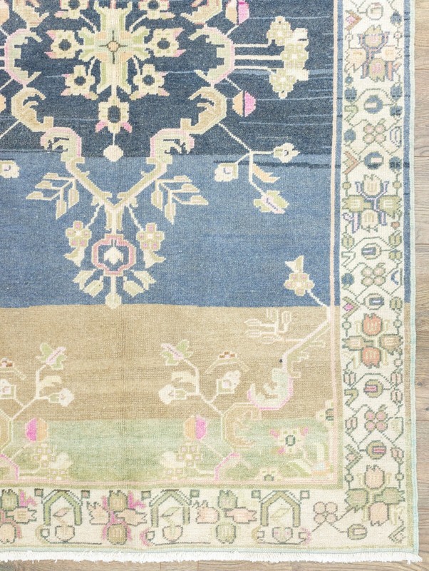 Blue Turkish Oushak Oriental Handmade Wool Area Rug 4.3x7.2 ft Vintage Runner gallery