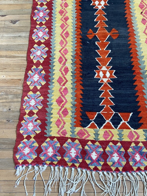 Vintage Kilim Rug 4x9 Long Runner Kurdish Wool Natural Root Dye Hand Woven Mat gallery