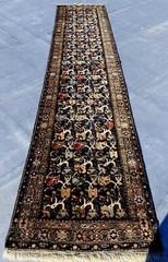3 X 15 Rare Antique 100% Wool Kurdish Runner Rug Beautiful Pattern Arabesques