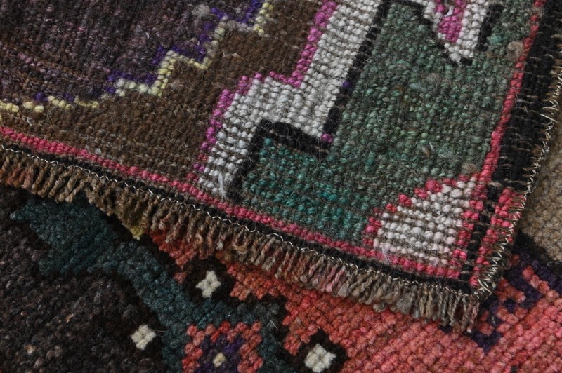 BROWN Turkish Oushak Rug 1x3 Vintage Handmade Anatolian Small Doormat Kilim gallery