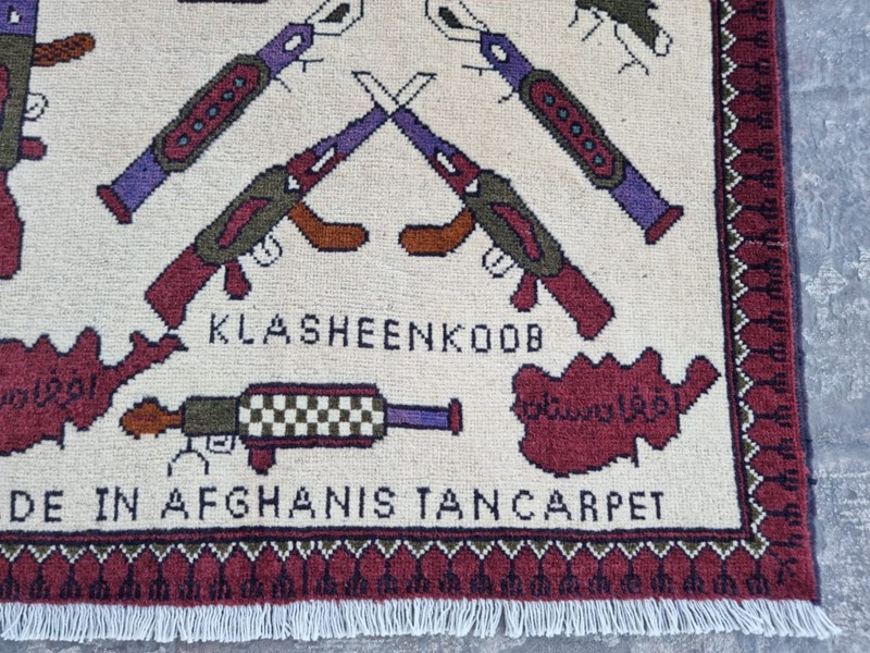 A Beautifully Handmade Afghan war Rug Rare Design Great Quality 120X 80 Cm gallery