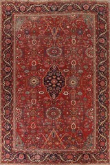 Pre-1900 Antique Vegetable Dye Large Rug 11×15 ft. Sultanabad Handmade Carpet