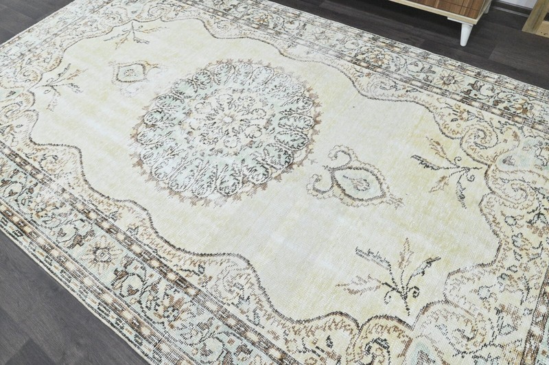 Oushak 6x10,Turkish Rug,vintage,anatolian,BEIGE,kilim,Bohemian,handmade,wool gallery