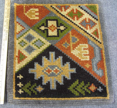 Vintage Scandinavian Rya Rug Wool Pile Sampler Mid Century Design 20″ x 20″