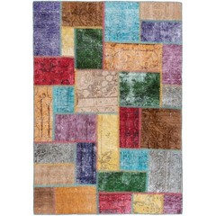Patchwork 150×104 cm Oriental Hand Knotted Rug Carpet Vintage