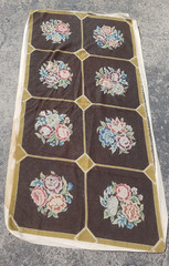 Vintage Handmade French Floral Needlepoint Rug Wool 161×82 cm