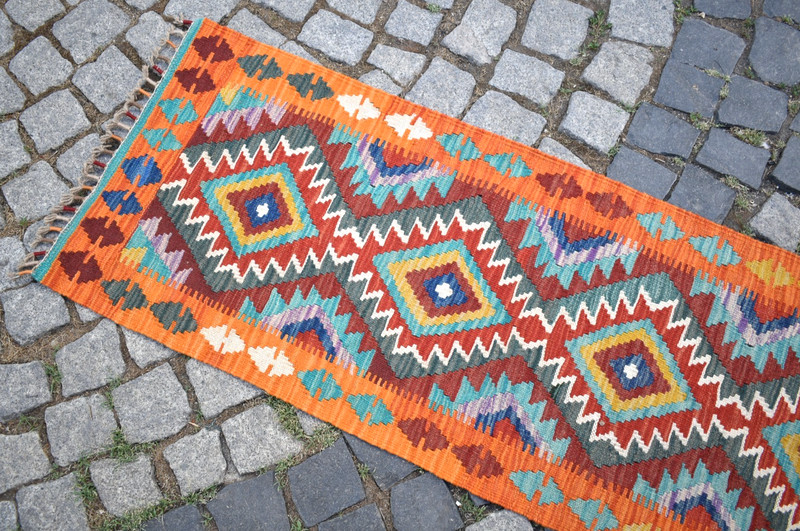 Afghan Rug 22'' x 61'' Home Decor Kitchen Runner Rug Flat Woven Wool Hallway Rug gallery