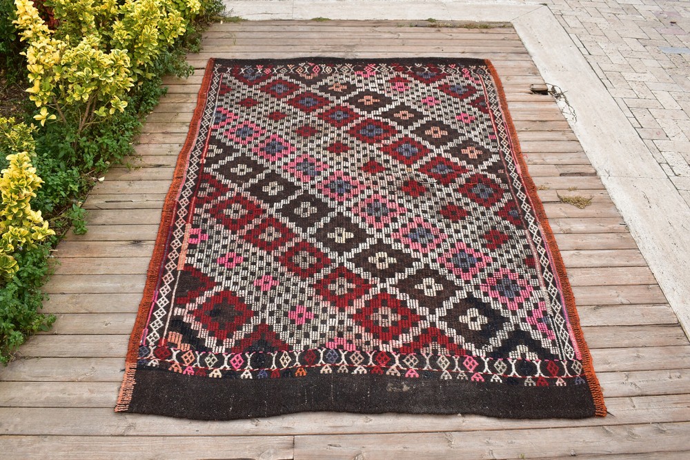 Turkish Kilim 58''x89'' Handwoven Adana Cicim Kilim 150x228cm Vintage Tent Rug