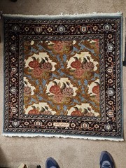 Gorgeous Romanian “English Garden” 39″x39″ Handmade Rug Signed Freshly Cleaned!