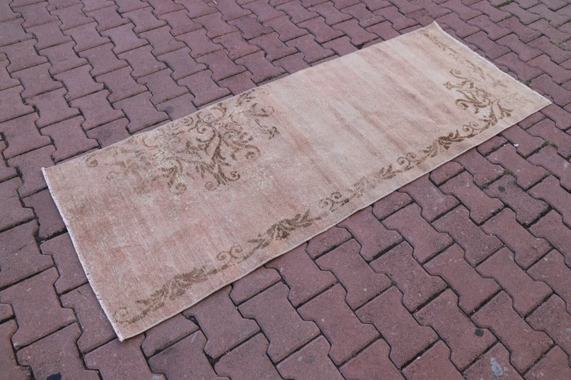 Hallway Runner Rug Turkish Vintage Hand Knotted Oriental Oushak Carpet 2x7ft gallery