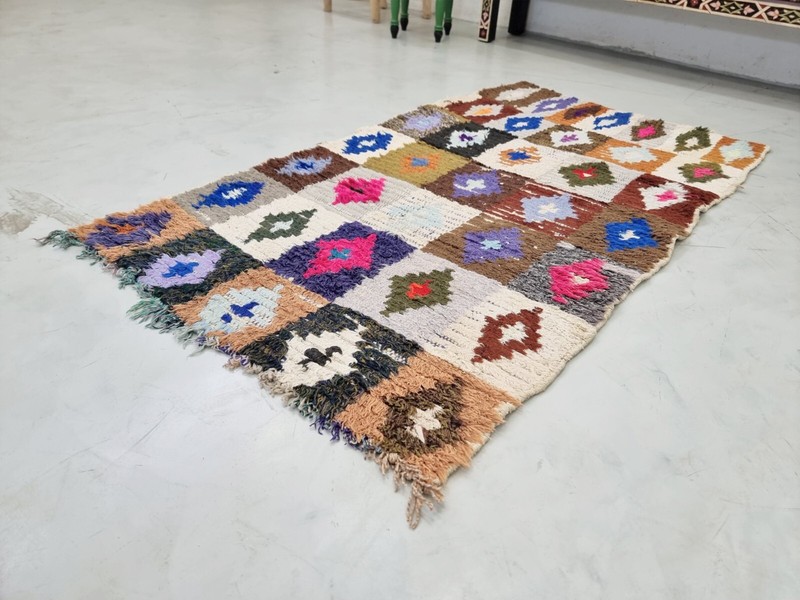 Moroccan Handmade Vintage Rug 2'8x5'1 Berber Geometric Multicolor Cotton Rug gallery