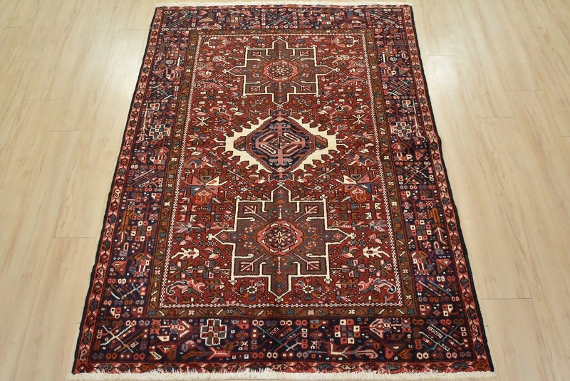 Vintage Tribal Oriental 4’10” x 6’2” Red Wool Traditional Hand-Knotted Area Rug gallery