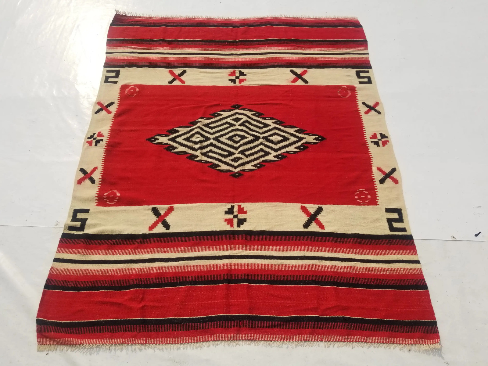 Vintage Traditional Handmade Turkish Wool Multi Kilim 6.7x5.5ft gallery