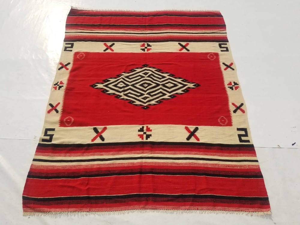 Vintage Traditional Handmade Turkish Wool Multi Kilim 6.7x5.5ft
