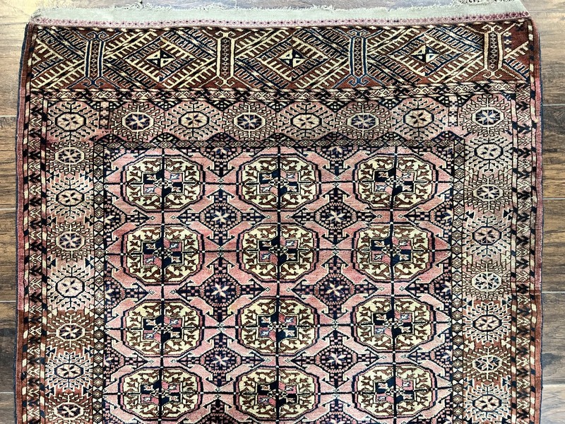 Turkoman Bokhara Rug 4x6 Wool Hand Knotted Antique Handmade Carpet Red Pink gallery