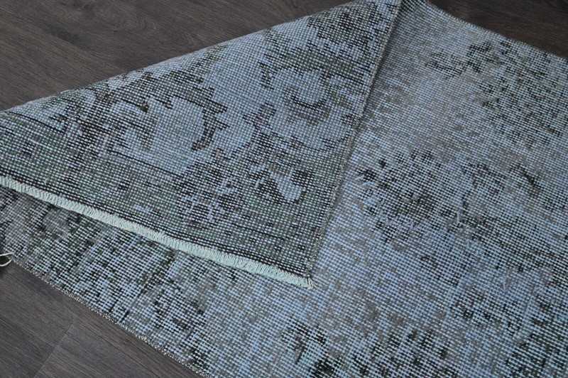 Vintage Turkish Runner Rug 2x7ft Wool Anatolian Handmade Hallway Oushak BLUE gallery