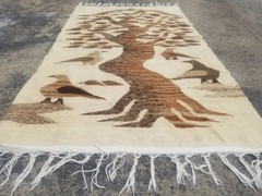Vintage Handmade Egyptian Tree Of Life Wool Multicolor Kilim 4.1×2.4 ft