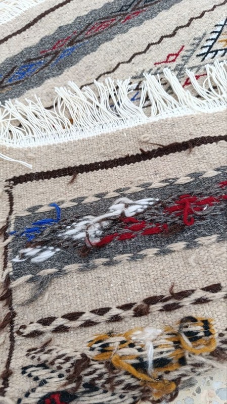 Saharan Wool Rug Algeria Berber Tribal Wall Hanging Boho Decor 31x20 Inches gallery