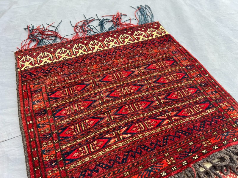 Antique Afghan Turkmen Saddle Bag 1'10x4 Hand-Knotted Tribal Wool Torba Textile gallery