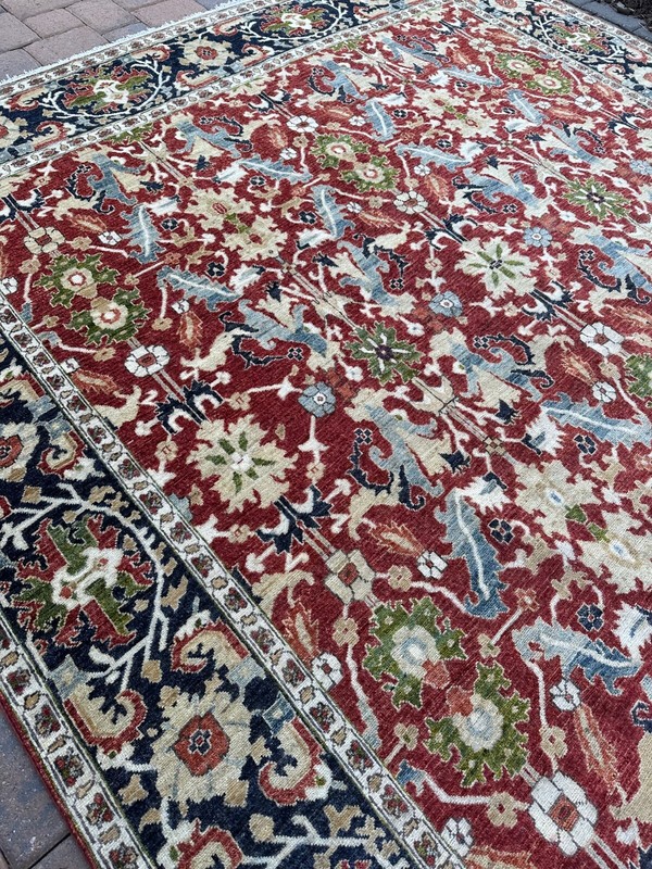 Contemporary Handmade Afghan Oriental Rug, Geometric Allover Design, 9x12 gallery