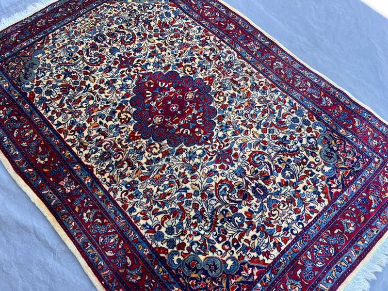 Ivory Red Caucasian Rug 3'5x4'8 Hand Knotted Wool Floral Medallion Carpet gallery