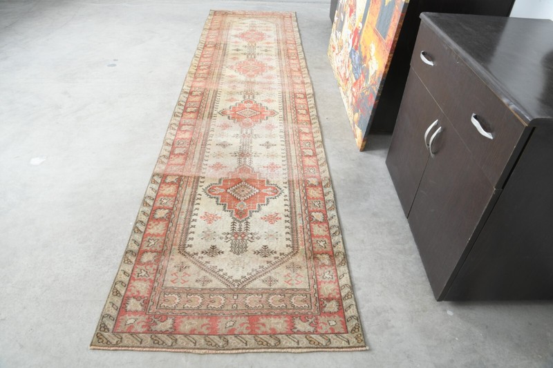 Oushak Runner Rugs Turkish Hand-Knotted Hallway Carpet Vintage Rug 3x11 ft 1174 gallery