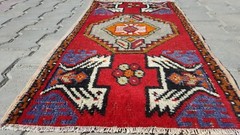 Exclsuive1’8×3″‘ Antique Tribal Wool Pile Cushion Cover Rug Turkey