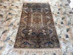 1970s Geometric Turkish Vintage Runner Handmade Wool Anatolian Tribal Rug 4×6 ft