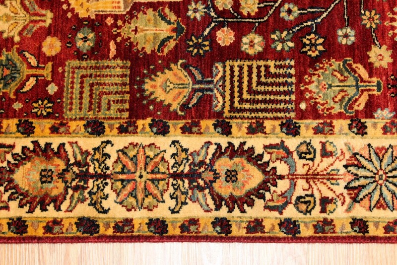 17 Ft. long TOP QUALITY handmade hall runner HIGH KNOTS Red Maroon background gallery