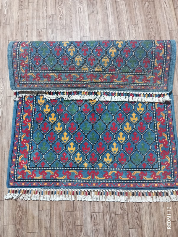Vintage Afghani Rug - Traditional Geometric Pattern, Handwoven 1.03 x 0.78 m, Tr gallery