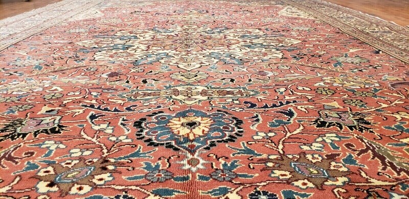 Masterpiece Antique 1930-1940s Natural Dye Wool Pile Floral Hereke Rug 6'8"×9'8" gallery