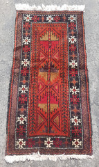 Vintage Hand Made Traditional Rug Oriental Wool Multicolor Carpet 90×49 cm