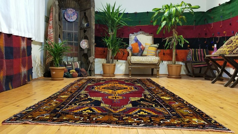 Exquisite Antique 1900-1930s Lambs Wool Pile Natural Dye Area Rug 4'6''x8'6'' gallery