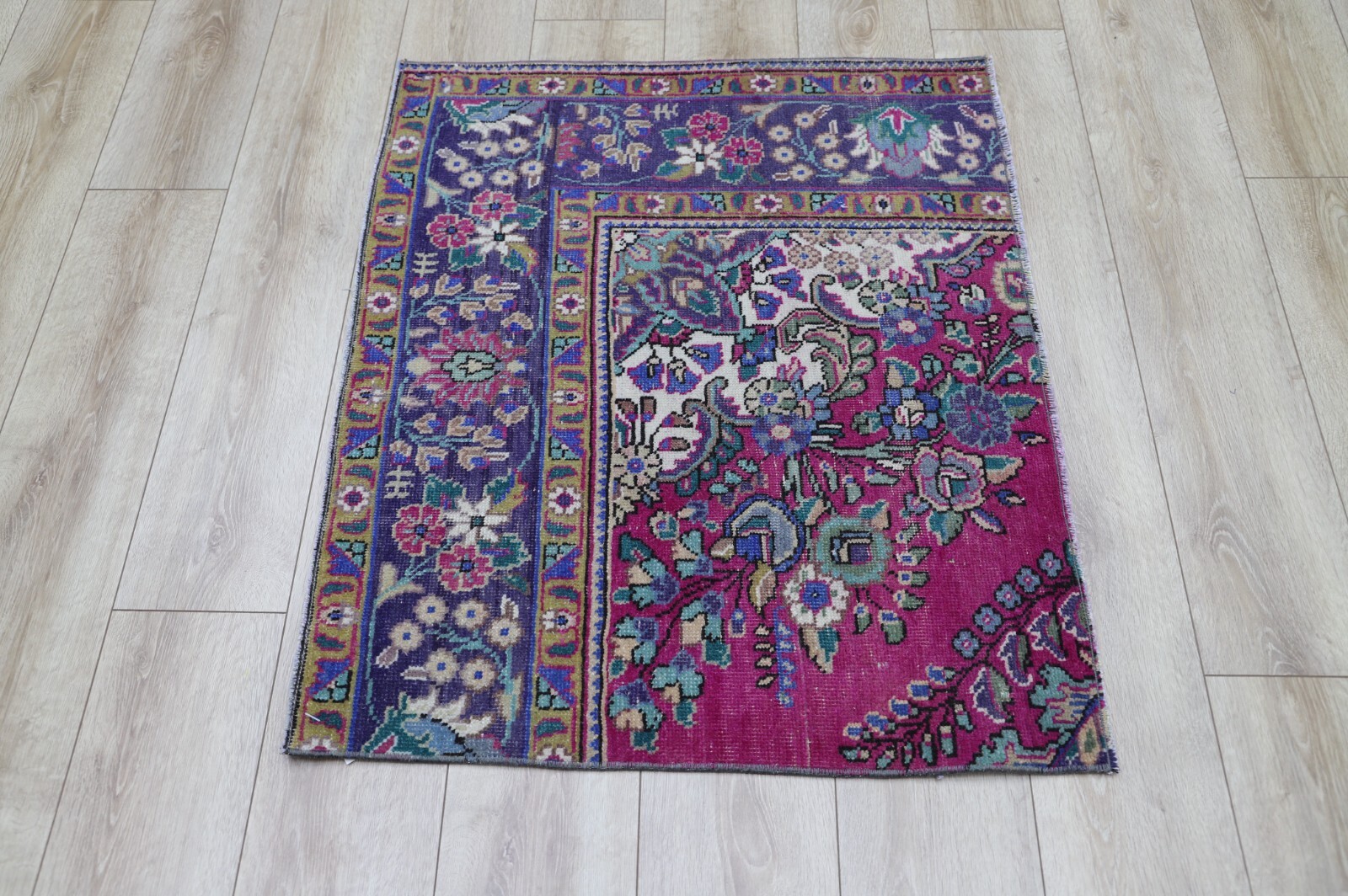 Oriental Small Rug Handmade Foyer Decor Floral Doormat Entryway Carpet 3x3ft gallery