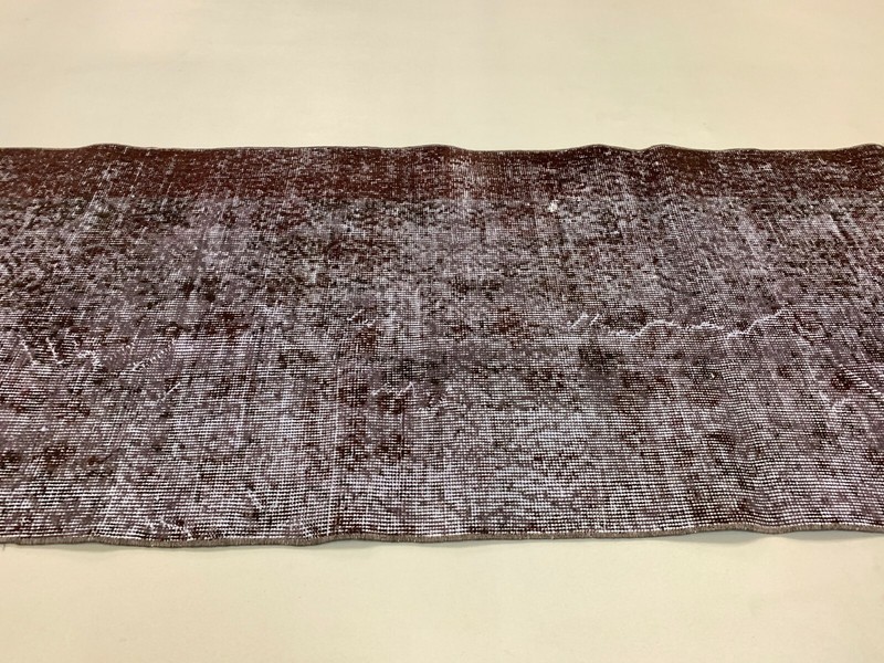 Distressed Turkish Runner 285x70 cm wool Vintage rug, Overdyed Brown gallery