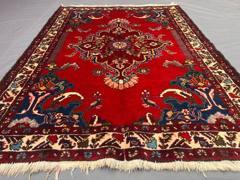 3'8x5 ft Vintage Caucasian Hand Knotted Wool Floral Central Medallion Accent Rug gallery