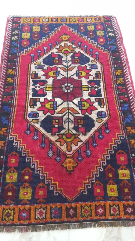 2x3 Medium Vintage Carpet Rug, Handmade Front Door Rug, Corridor Rug Cushion Rug gallery