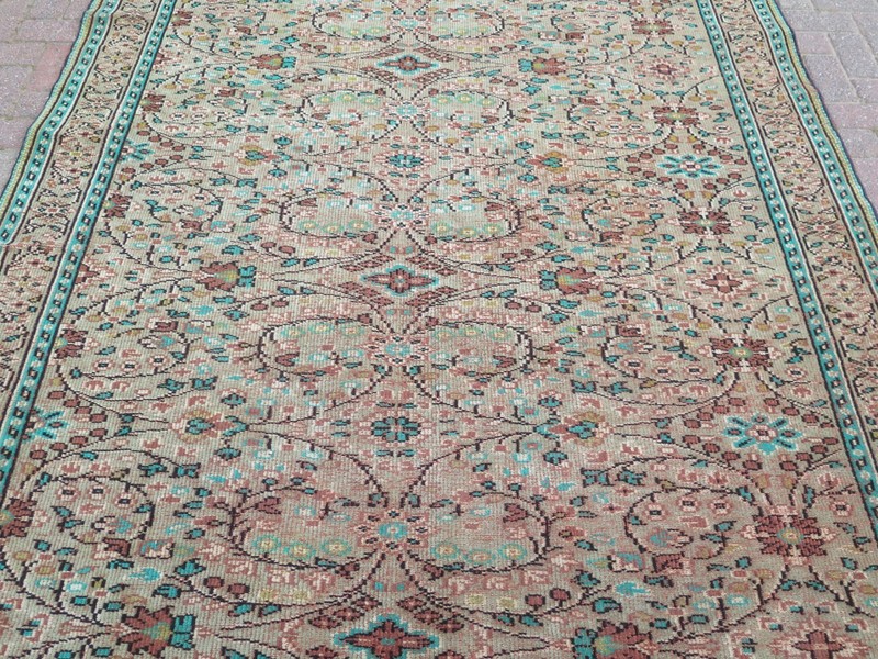 Turkish Rug, Modern Rug, Area Rugs, Vintage Rug, Distressed Wool Carpet 77"x117" gallery