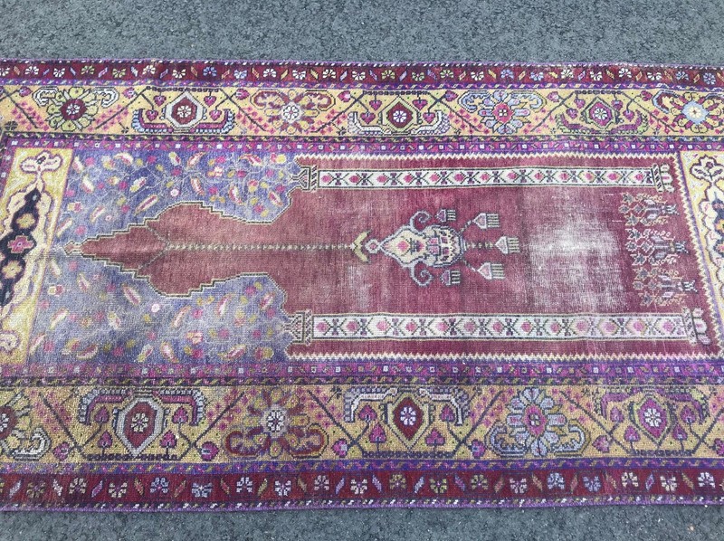 3.6x7.3 Large Vintage Purple Turkish Oushak Wool Rug gallery